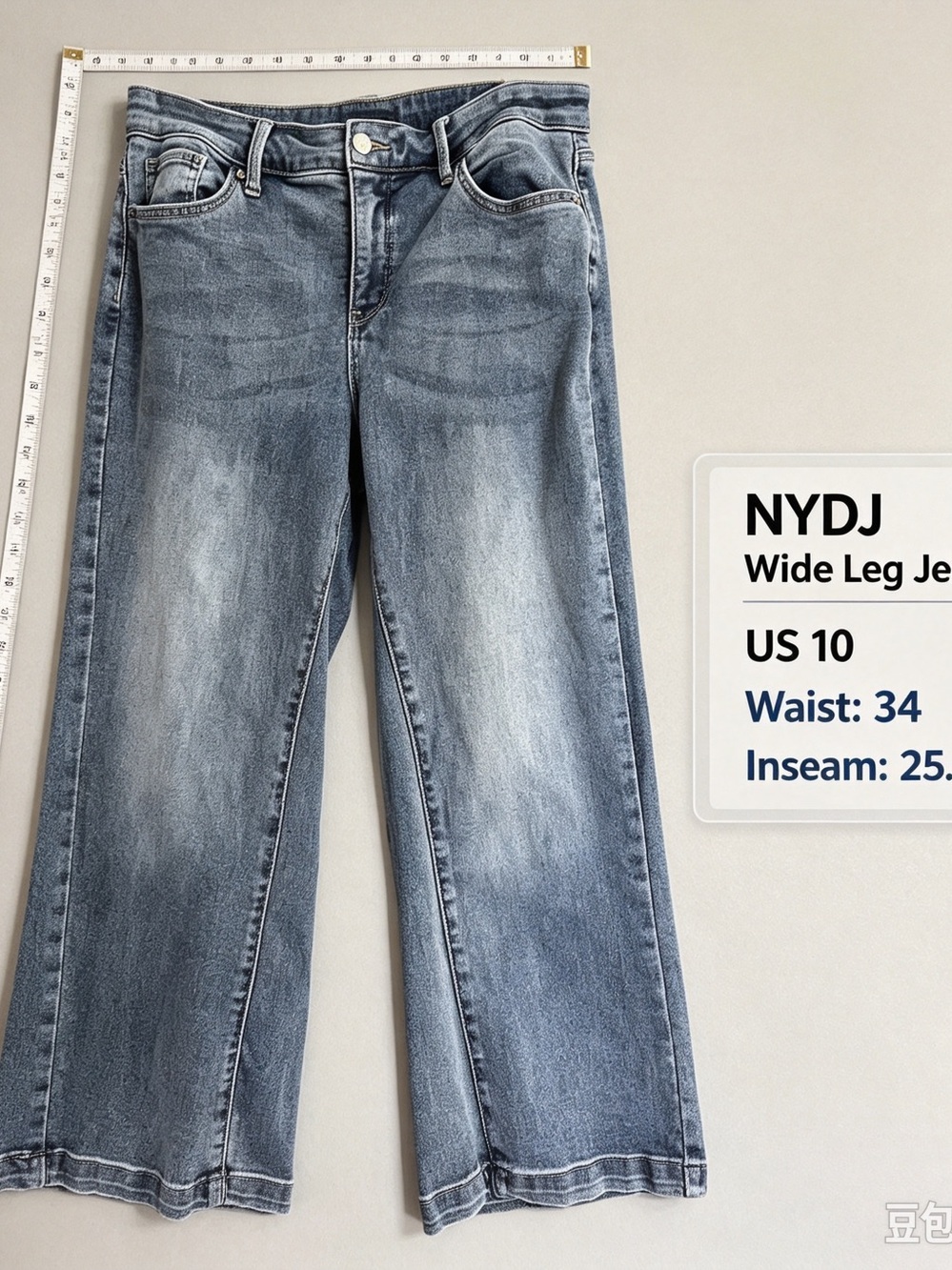 NYDJ Women’s Wide-Leg Jeans Blue Medium Wash Denim Lift Tuck Tech Size 10